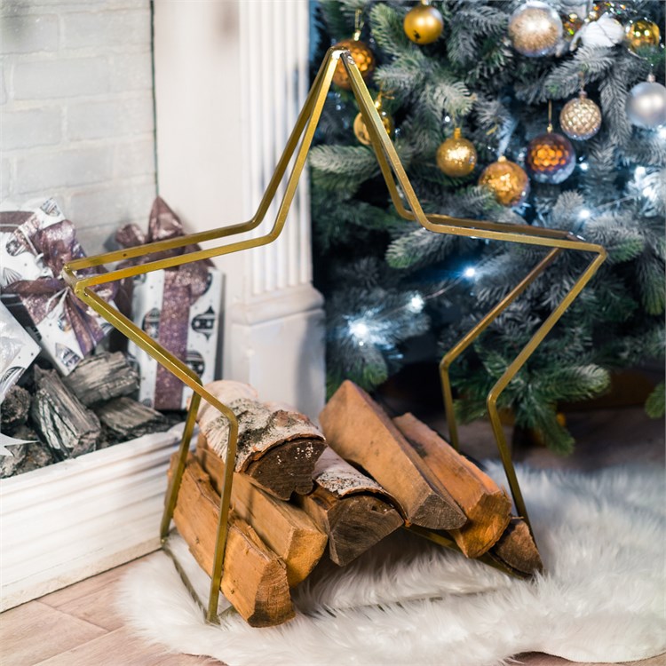 Дровница для дачи Звезда 66-927 металл цв.золотой 66-927 - фото 119644