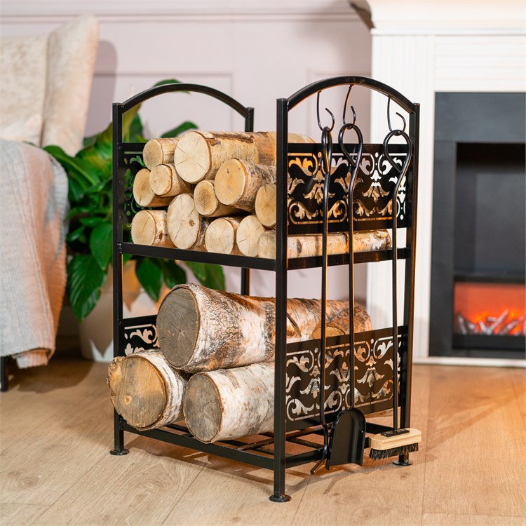 Дровница с узором кованая для камина 103-201B высота 70см 103-201B - фото 119666