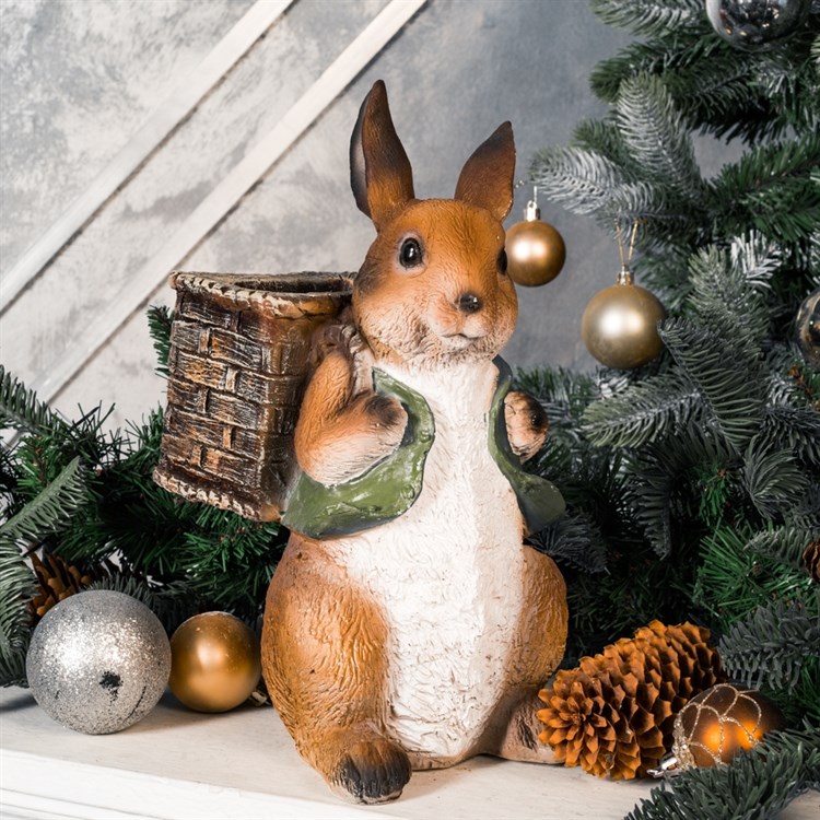 Кашпо для цветов Заяц с корзинкой U09092 U09092 - фото 76364