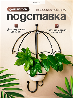 {{photo.Alt || photo.Description || 'Подставка настенная для цветов Зонт 15-811 d=12см'}}
