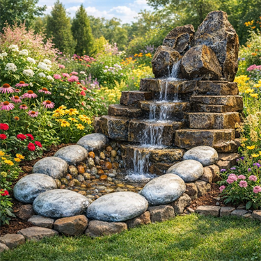 {{photo.Alt || photo.Description || 'Декоративный водопад для сада Альпийская горка U07461 стеклопластик, высота 90 см, длина 140 см'}}