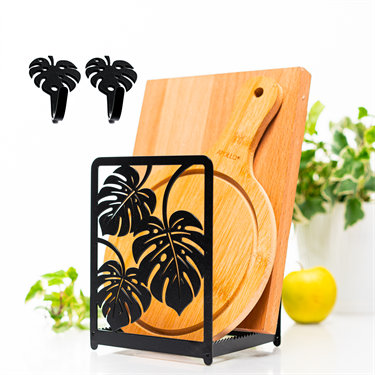 {{photo.Alt || photo.Description || 'Подставка для разделочных досок с 2-мя крючками Листья монстеры 300-245 металл'}}