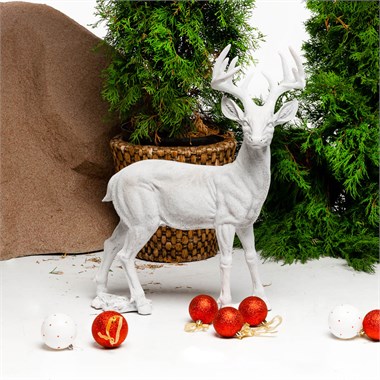 {{photo.Alt || photo.Description || 'Новогодняя фигура Олень малый F01222-WS стеклопластик цв.белый с серебром h=65 см'}}