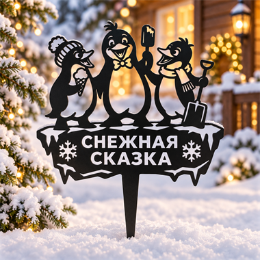 {{photo.Alt || photo.Description || 'Садовая декоративная разборная фигура Пингвины "Снежная сказка" 801-573R металл 35*0,2*45 см'}}