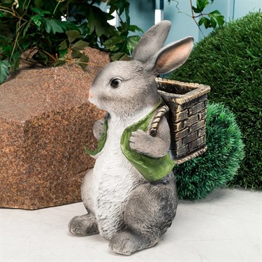 {{photo.Alt || photo.Description || 'Кашпо для цветов Заяц с корзинкой U09092-Gray'}}