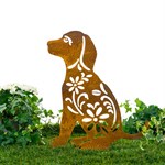 металлическая собака в модной покраске кортен