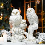 Фигура интерьерная Сова с совенком F07097-WG цв.белый с золотом h=37 см F07097-WG - фото 110736