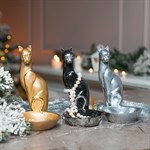 Подставка для украшений Кошка полистоун цв.серебро U09360-S - фото 110993