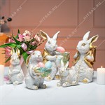 Кашпо для цветов декоративное Зайчонок U09090-WG полистоун цв.белый с золотом высота 20см U09090-WG - фото 115383