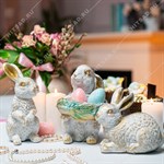 Фигура декоративная Зайчонок полистоун цв.белый с золотом высота 16 см U09089-WG - фото 115409 Фигура декоративная Зайчонок полистоун цв.белый с золотом высота 16 см U09089-WG - фото 115409