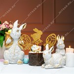 Фигура декоративная Зайчонок полистоун цв.белый с золотом высота 16 см U09089-WG - фото 115413 Фигура декоративная Зайчонок полистоун цв.белый с золотом высота 16 см U09089-WG - фото 115413