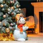 Декоративная фигура Снеговик с птичкой F03181 полистоун h=50 см F03181 - фото 119190