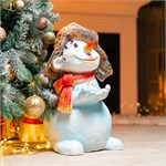 Декоративная фигура Снеговик с птичкой F03181 полистоун h=50 см F03181 - фото 119192