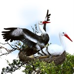 Гнездо с аистами фигура для сада