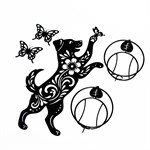 подставка настенная для двух растений Собака с бабочками