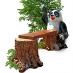 Лавочка для дачи Панда с фонарём F07036 стеклопластик и дерево F07036 - фото 13667