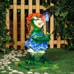 Садовый светильник Лягушка кокетка F07764 полистоун высота 52см F07764 - фото 20023