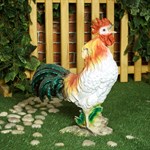 Петух на камне фигура садовая