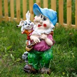 Садовая фигура гном с зайчиком Садовая фигура гном с зайчиком