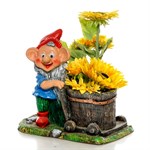 Кашпо для цветов гном с тачкой Кашпо для цветов гном с тачкой