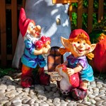 Садовая фигура Гном девочка с мухомором F08058 высота 40см F08058 - фото 37257