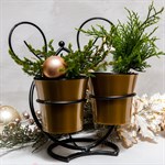 Цветочница металлическая на подоконник для 2-х кашпо 14-725 d=10см 14-725 - фото 54557