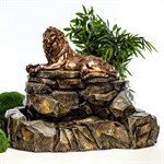 Фонтан-водопад из стеклопластика Лев на скале U08588 высота 105см U08588 - фото 57429