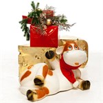 Садовая Фигура Корова новогодняя Красная