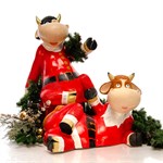 Садовая Фигура Корова новогодняя цв.красный