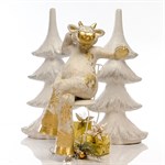 Фигура новогодняя Корова цв.белое золото