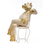 Фигура из стеклопластика Корова бело-золотая