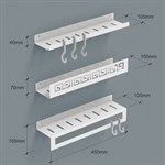 комплект настенных металлических полок цв.белый
