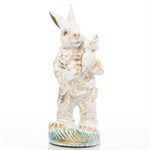 новогодние декорации с зайцами в покраске белый с золотом