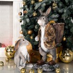 Кашпо для растений Заяц с корзиной F01042-Gray полистоун серый  80см F01042-Gray - фото 97540