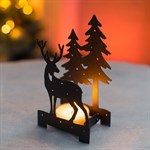 Подсвечник декоративный Олень в лесу металлический 730-043 - фото 99794